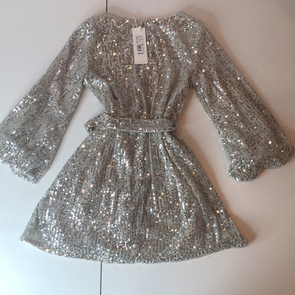 NWT Silver Sequin Dress by gb Girls size 6 Fully lined Keyhole Back New with Tag - Picture 7 of 11